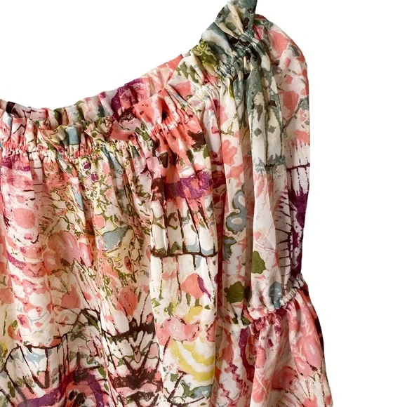 NWT Live 4 Truth Floral Boho Hippie Bell Sleeves Cropped Off Shoulder Flowy XS - Picture 5 of 15